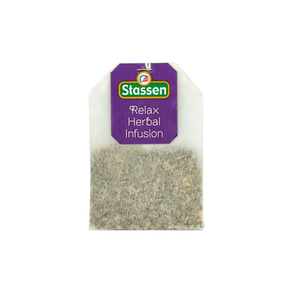 Torebka herbaty Stassen Relax Herbal Infusion – ziołowa mieszanka relaksująca bez kofeiny.