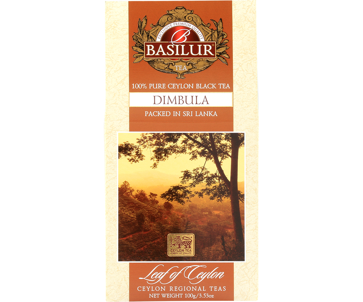 Opakowanie herbaty Basilur Dimbula 100 g, czarna herbata cejlońska liściasta.
