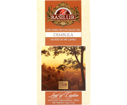 Opakowanie herbaty Basilur Dimbula 100 g, czarna herbata cejlońska liściasta.