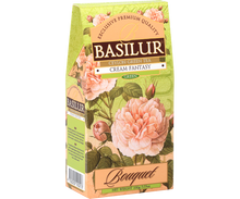 Bok pudełka Basilur Cream Fantasy z opisem i logo marki Basilur.