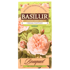 Opakowanie herbaty Basilur Cream Fantasy 100 g z serii Bouquet, widok z przodu.