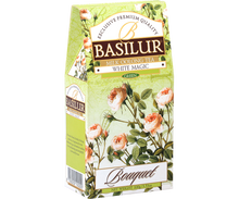 Herbata Basilur White Magic w kwiatowym opakowaniu, luksusowa mieszanka mleczna oolong.