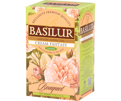 Herbata Basilur Cream Fantasy – eleganckie kwiatowe opakowanie z serii Bouquet.