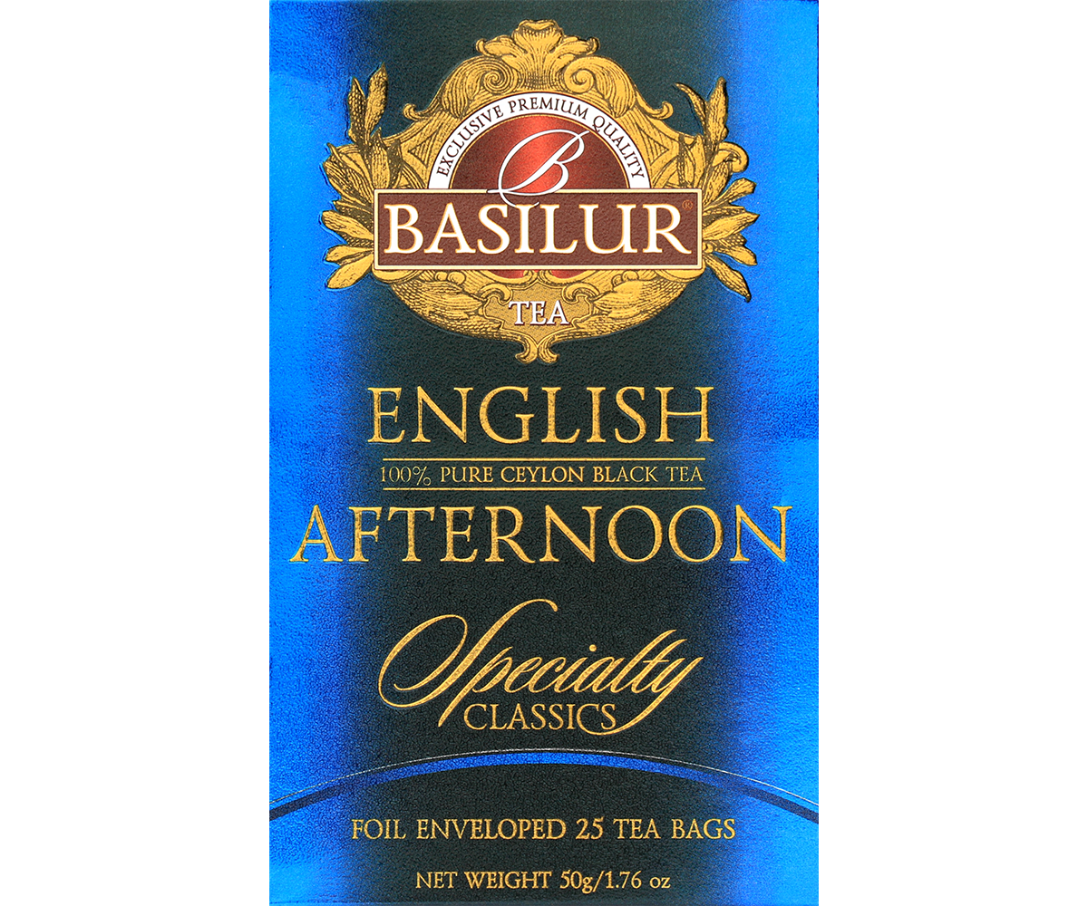 Przód opakowania Basilur English Afternoon – czarna herbata cejlońska.