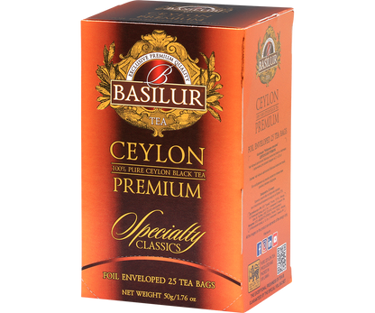 Opakowanie Basilur Ceylon Premium – klasyczna czarna herbata cejlońska.