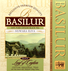 Opakowanie herbaty Basilur Nuwara Eliya – 100 torebek czarnej herbaty cejlońskiej.