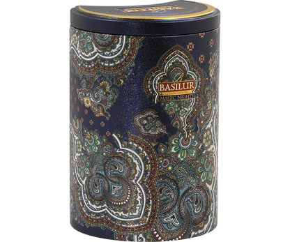 Ozdobna metalowa puszka Basilur Magic Nights czarna herbata Ceylon