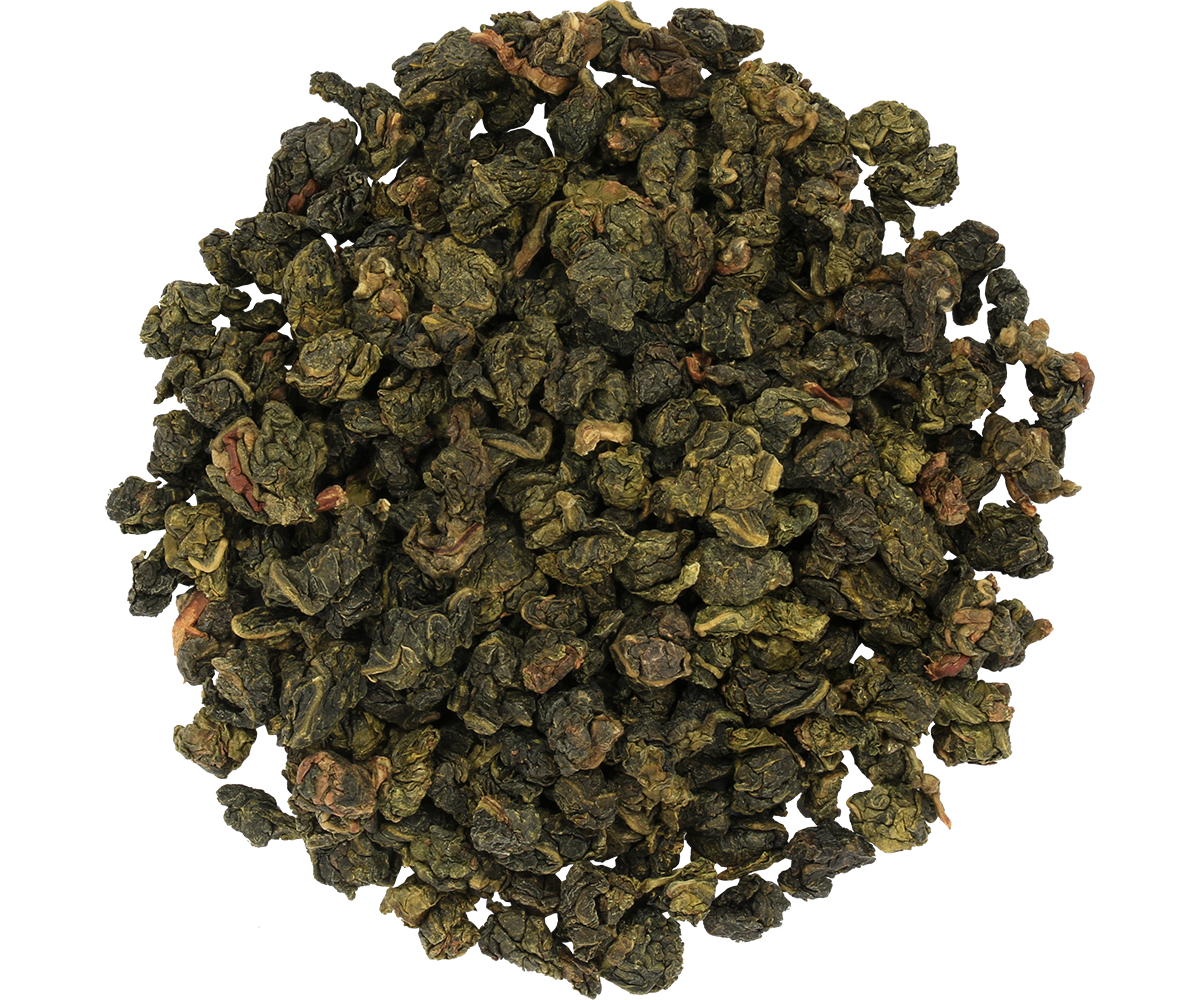 Liście herbaty Basilur White Moon oolong w formie zwiniętych kuleczek.