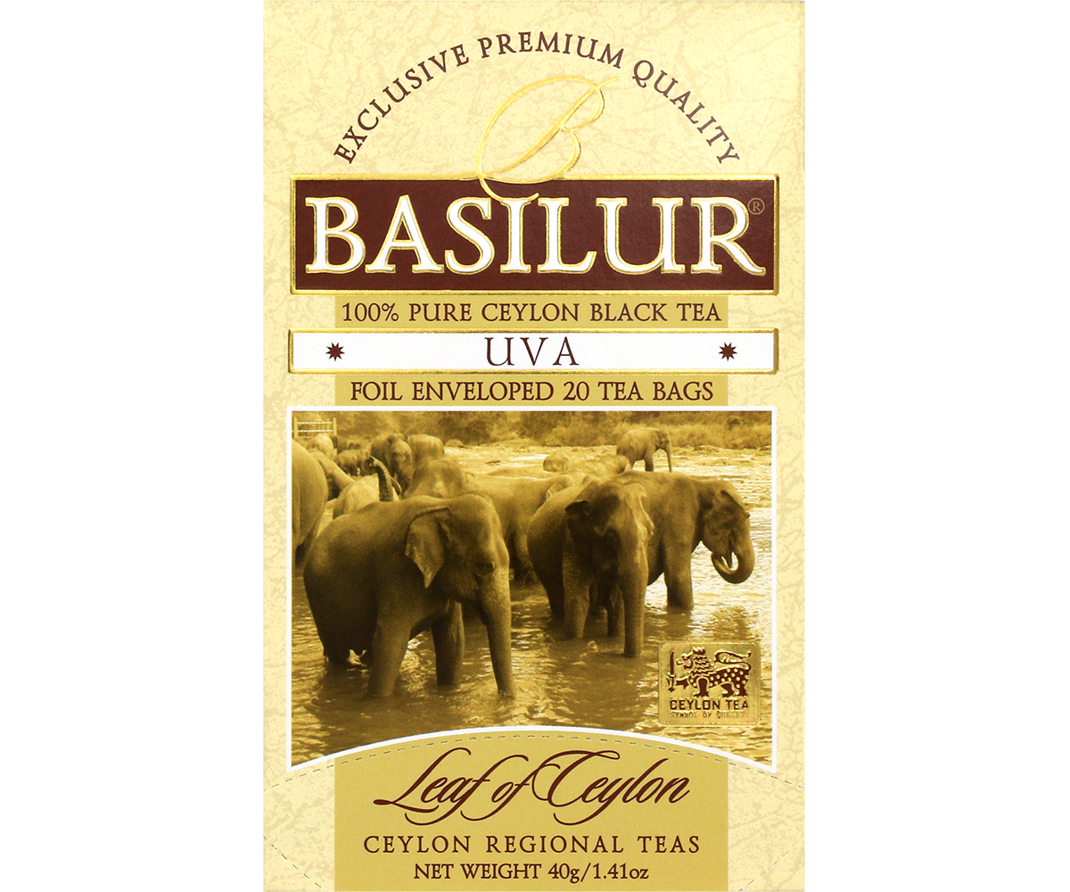 Opakowanie herbaty Basilur Uva, czarna herbata cejlońska z regionu Uva.