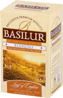 Opakowanie herbaty Basilur Ruhunu – czarna herbata cejlońska w kopertach.