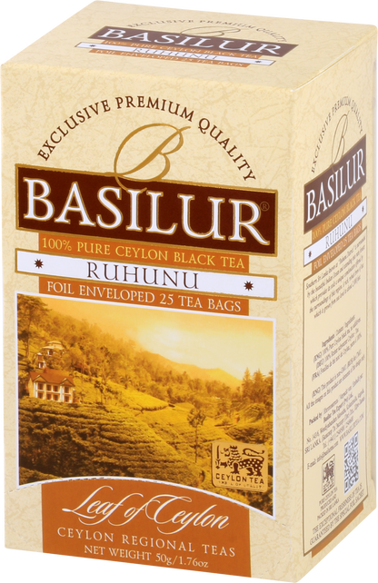 Opakowanie herbaty Basilur Ruhunu – czarna herbata cejlońska w kopertach.