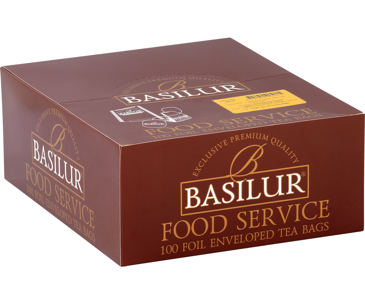 Bok pudełka Basilur Kandy – eleganckie brązowo-złote opakowanie herbaty cejlońskiej.