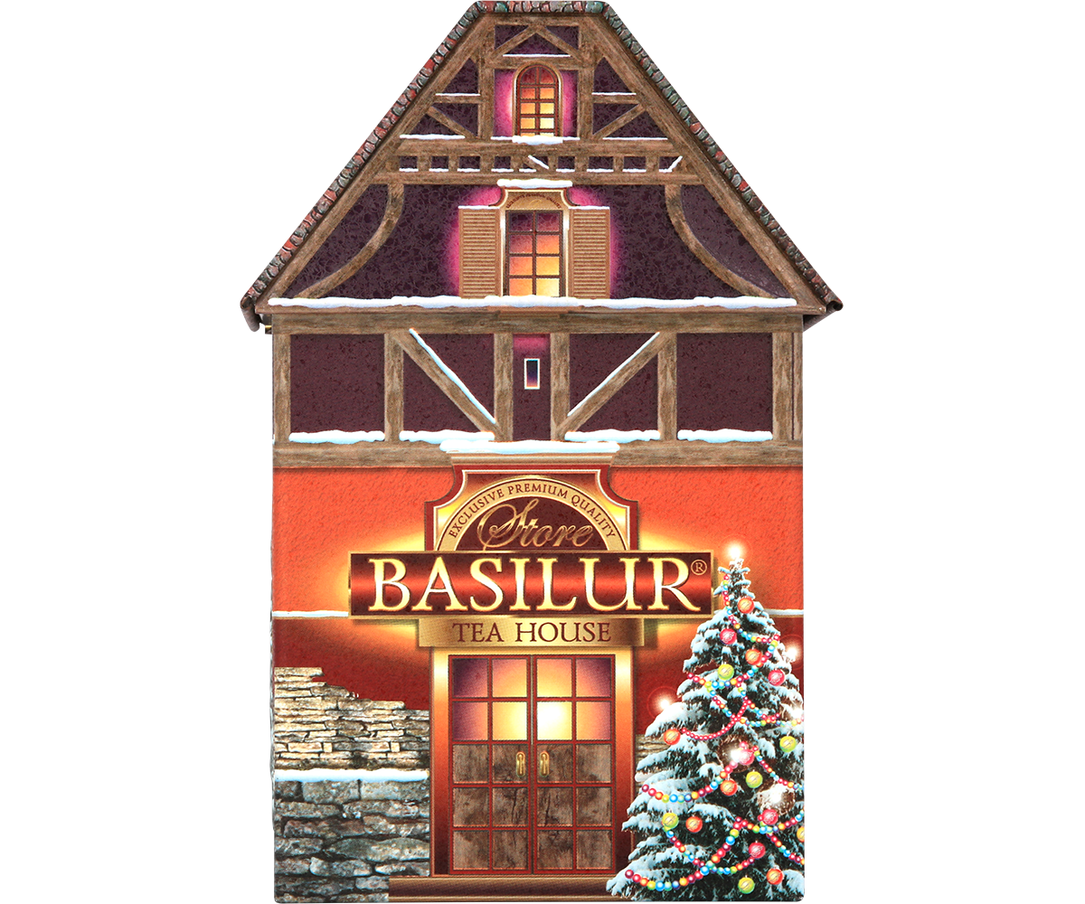 Puszka herbaty Basilur Christmas House w kształcie świątecznego domku