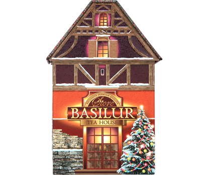 Puszka herbaty Basilur Christmas House w kształcie świątecznego domku