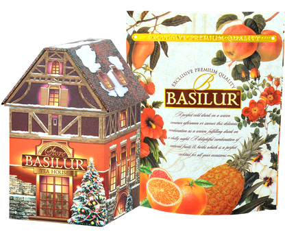 Zestaw świąteczny Basilur Christmas House z ozdobnym opakowaniem i herbatą
