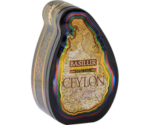 Elegancka puszka Basilur Special widziana z prawej strony.