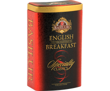 Puszka herbaty Basilur English Breakfast – widok z lewej strony.