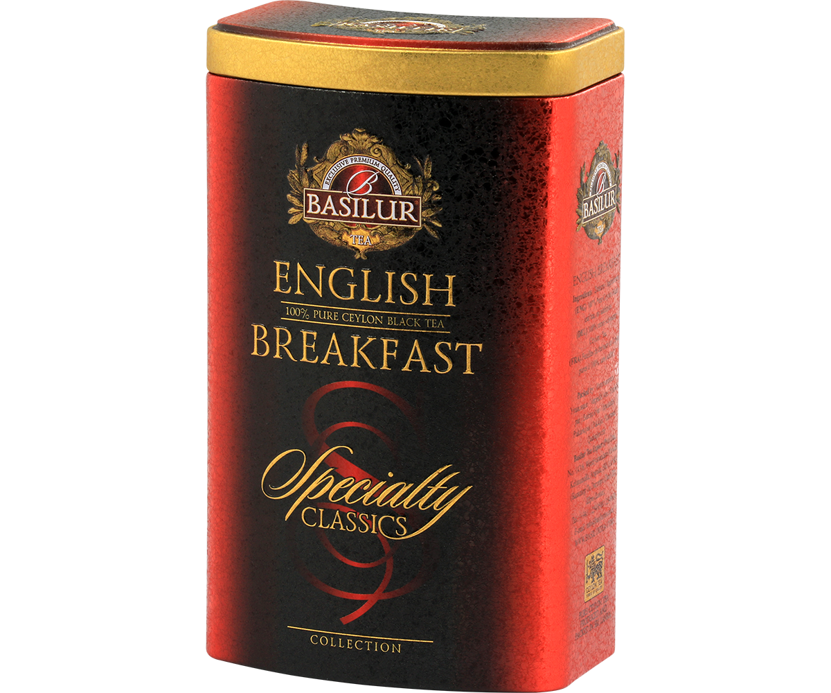 Czarna herbata Basilur English Breakfast – puszka z prawej strony.