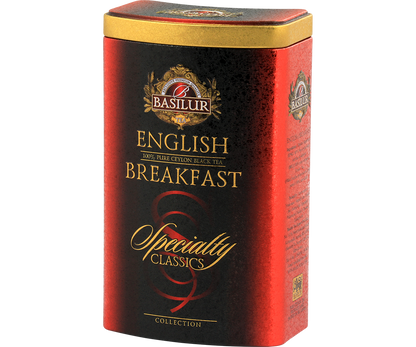 Czarna herbata Basilur English Breakfast – puszka z prawej strony.