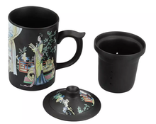 Czarny kubek Gejsza z zaparzaczem i przykrywką, 250 ml.