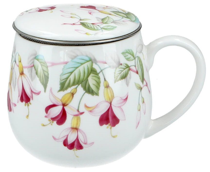 Porcelanowy kubek Floral Story 1 z motywem fuksji – widok z przodu