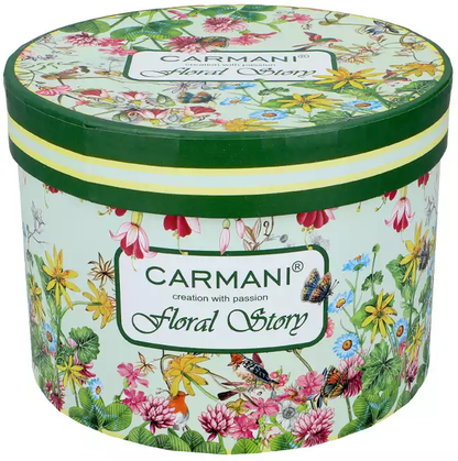 Ozdobne pudełko Carmani Floral Story z kolorowym motywem kwiatowym.