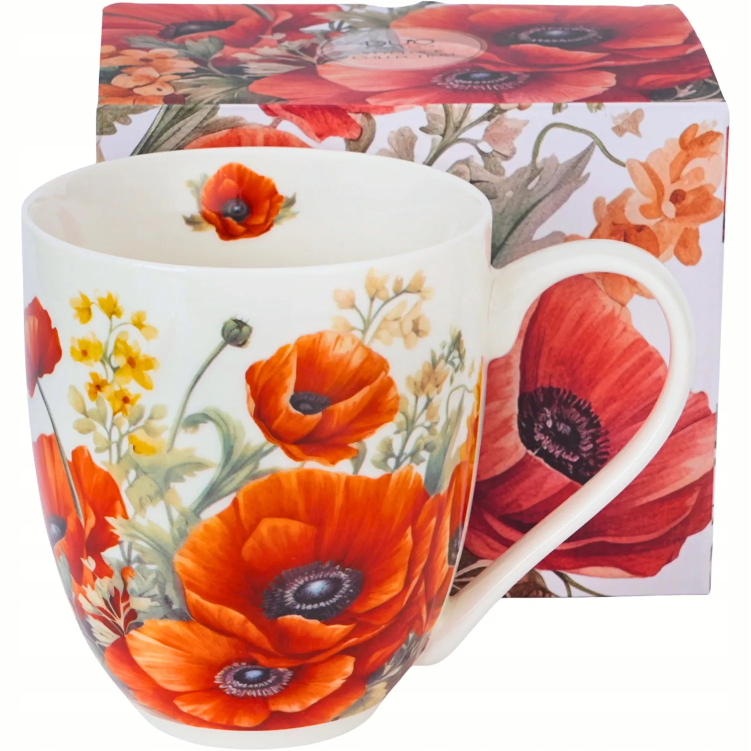 Zestaw: kubek porcelanowy XXL Maki – 1000 ml z dopasowanym pudełkiem prezentowym.