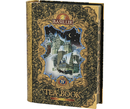 Herbata Basilur Tea Book vol. IV w puszce w kształcie książki.