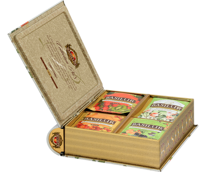 Otwarty zestaw Basilur Collection No. 1 z czterema rodzajami herbat w kolorowych kopertach