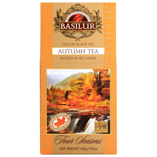 Herbata Basilur Autumn Tea Four Seasons – opakowanie z motywem jesiennych liści.