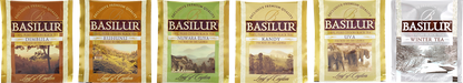 Koperty herbat Basilur Leaf of Ceylon i Winter Tea, różne smaki herbat czarnych z Cejlonu.