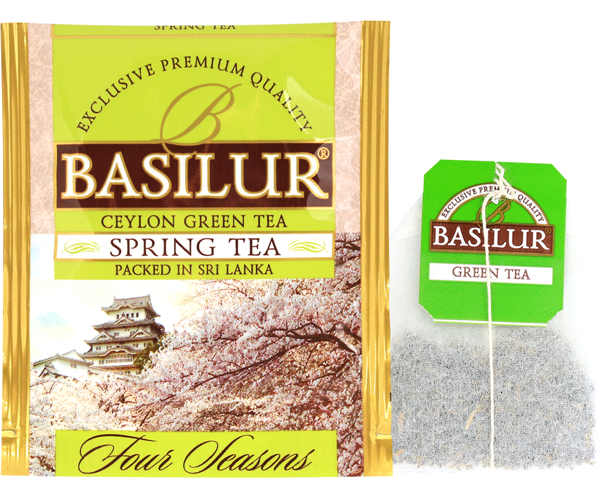 Koperta z torebką herbaty basilur spring tea.