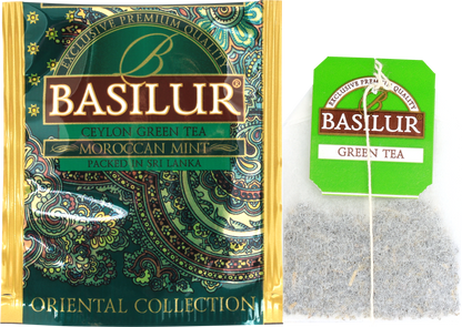 Koperta z torebką herbaty basilur moroccan mint.