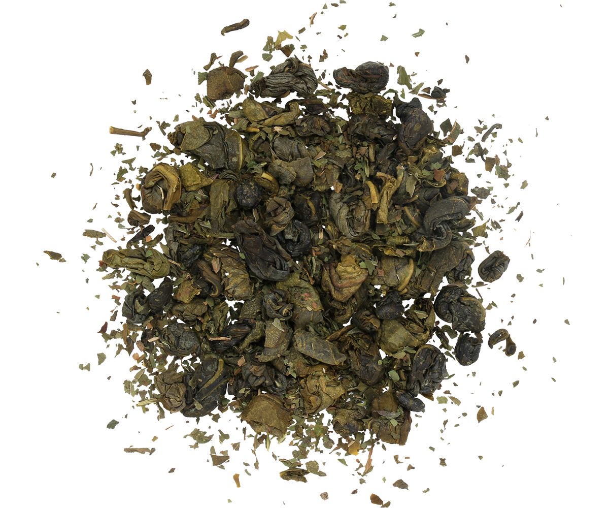 Liście herbaty Basilur Moroccan Mint z dodatkiem mięty pieprzowej.