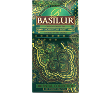 Opakowanie herbaty Basilur Moroccan Mint – zielona herbata cejlońska z miętą.