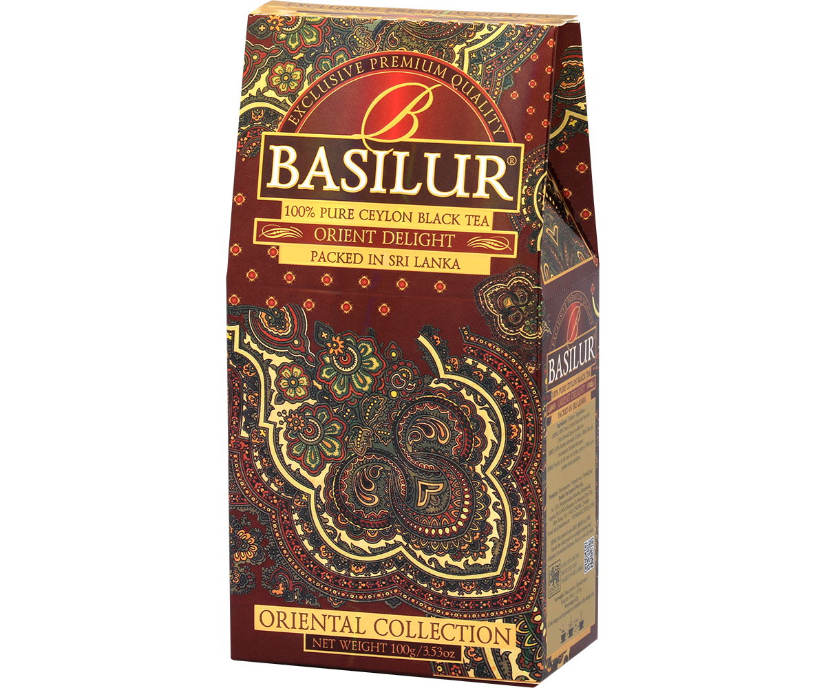 Herbata Basilur Orient Delight – luksusowe opakowanie czarnej herbaty cejlońskiej.