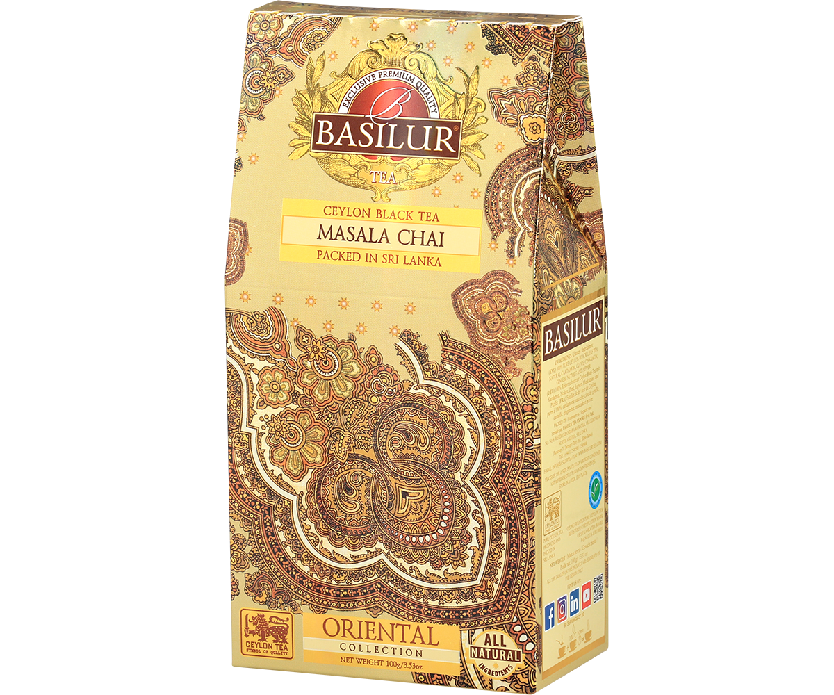 Opakowanie herbaty Basilur Masala Chai z kolekcji Oriental Collection czarna herbata z przyprawami