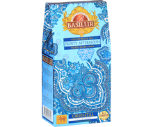 Opakowanie herbaty Basilur Frosty Afternoon z kolekcji Oriental Collection widok z boku.