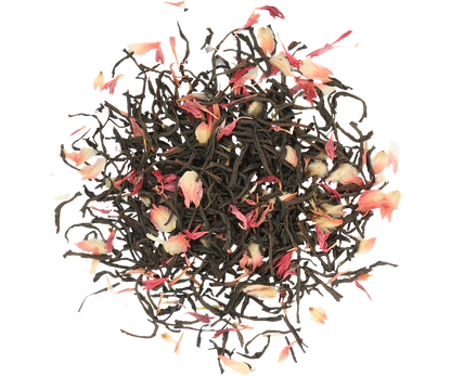 Liście czarnej herbaty Basilur z dodatkiem płatków kwiatów.