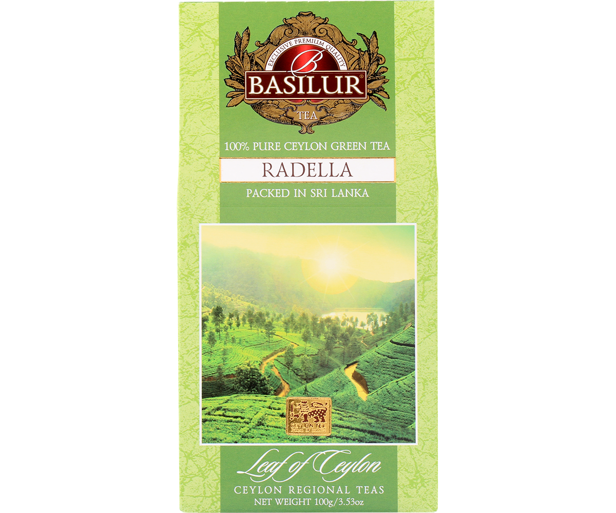 Opakowanie herbaty Basilur Radella Green – zielona herbata cejlońska 100 g.
