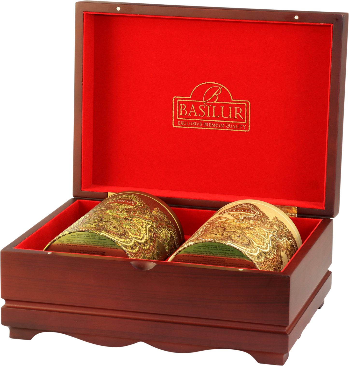 Zestaw Basilur Oriental Collection 2 z dwiema złotymi puszkami herbat Ceylon.