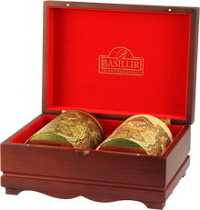 Zestaw Basilur Oriental Collection 2 z dwiema złotymi puszkami herbat Ceylon.
