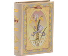 Opakowanie Basilur Love Story vol. II – bok z eleganckimi złotymi zdobieniami.