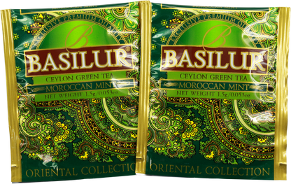 Dwie koperty herbaty Basilur Moroccan Mint.