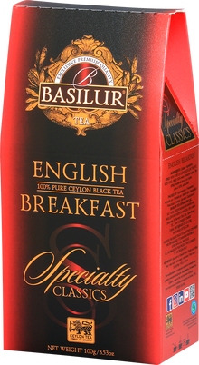 Opakowanie czarnej herbaty Basilur English Breakfast z serii Specialty Classics.
