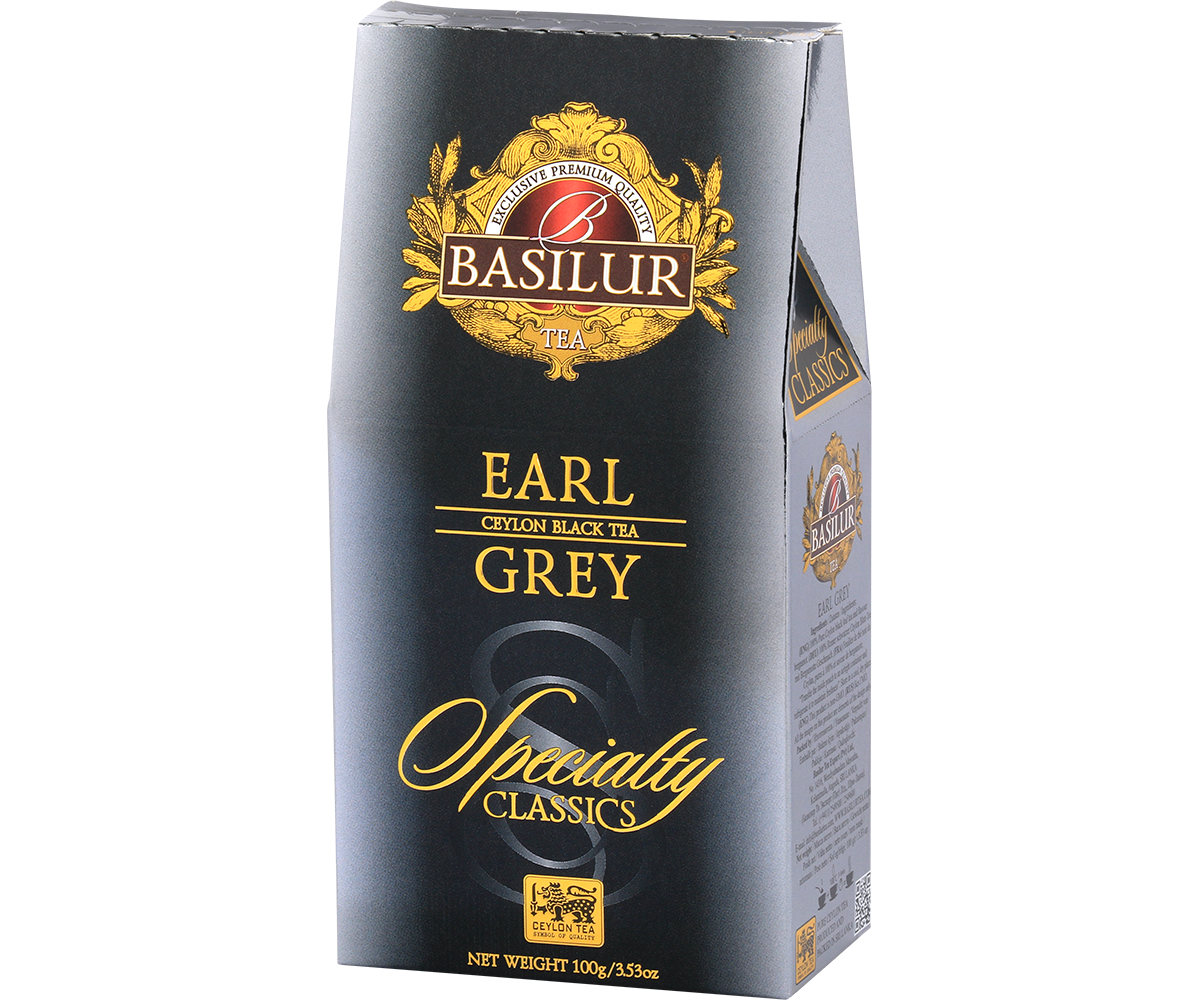 Opakowanie herbaty Basilur Earl Grey z kolekcji Specialty Classics, czarna herbata cejlońska.