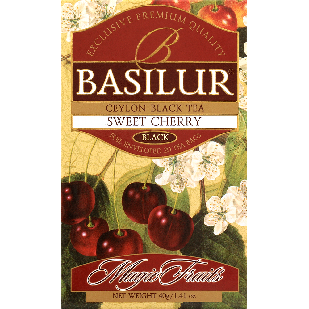 Opakowanie Basilur Sweet Cherry 25 x 2 g czarna herbata cejlonska w kopertach