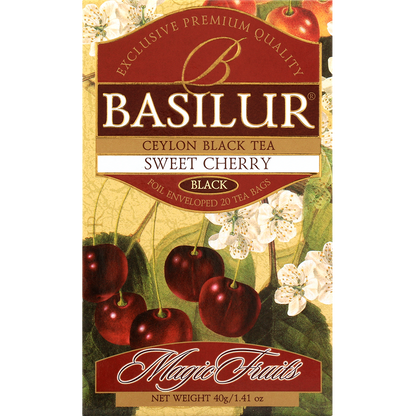 Opakowanie Basilur Sweet Cherry 25 x 2 g czarna herbata cejlonska w kopertach