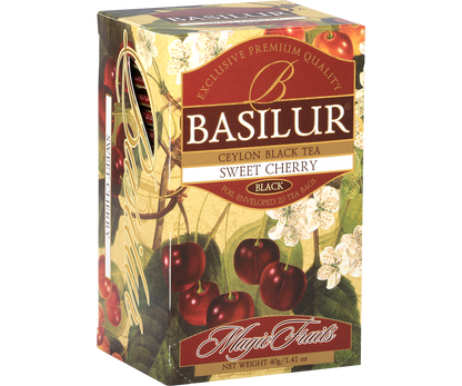 Pudelko Basilur Sweet Cherry czarna herbata z aromatem wisni 25 torebek