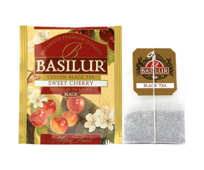 Saszetka i torebka Basilur Sweet Cherry czarna herbata Ceylon w kopercie